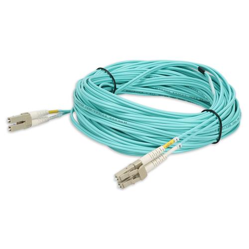 Picture of 15m LC to LC Aqua OM3 Duplex Microboot, Snagless OFNR (Riser-Rated) Fiber Patch Cable