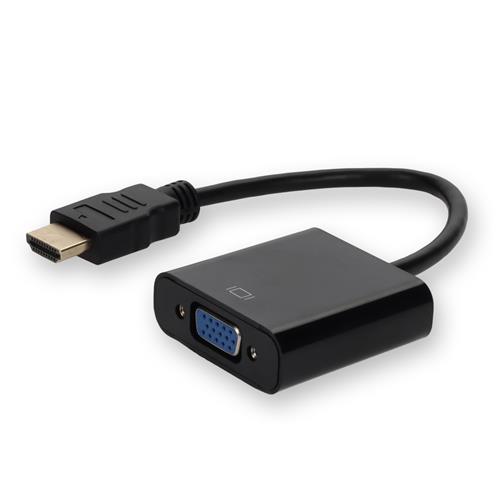 Picture of HDMI 1.3 Male to VGA Female Black Adapter Which Includes 3.5mm Audio and Micro USB Ports For Resolution Up to 1920x1200 (WUXGA)