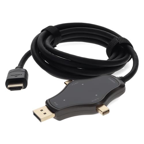Picture of 6ft (2m) Adapter Cable HDMI (4K) Male to 1X DisplayPort 1X Mini DisplayPort 1X USB-C 3.1 Male Black