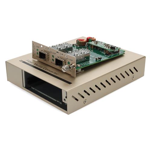 Picture of 10G OEO Converter (3R Repeater) with 2 Open SFP+ Slots Standalone Media Converter Card Kit with AC Power Supply