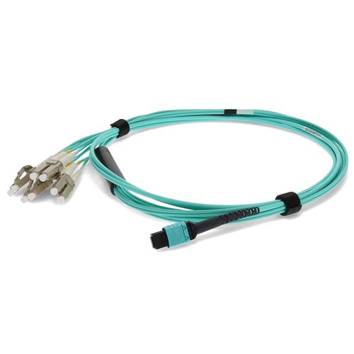 Picture of 3m MPO/UPC to 4xLC/UPC Duplex Aqua OM4 LSZH 8-Strand Fiber Fanout Cable