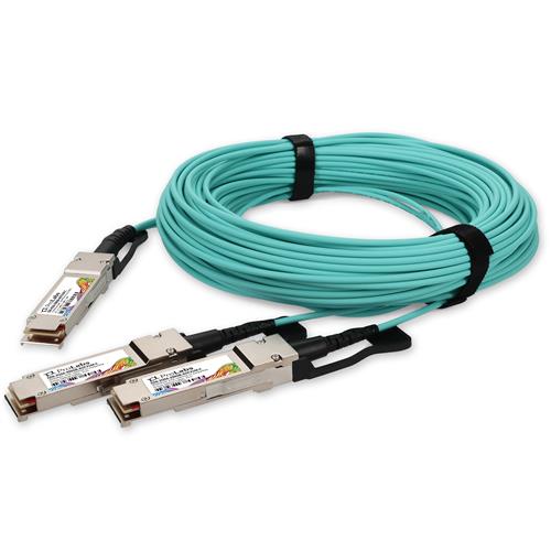 Picture for category MSA and TAA 200GBase-AOC QSFP56 to 2xQSFP56 DSP Active Optical Cable (850nm, MMF, 31m)