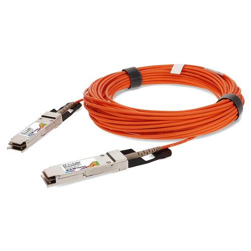 Picture of MSA and TAA Compliant 40GBase-AOC QSFP+ to QSFP+ Orange Active Optical Cable (850nm, MMF, 25m)