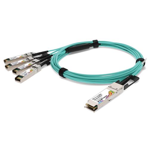 Picture for category Extreme Networks® Compatible TAA 40GBase-AOC QSFP+ to 4xSFP+ Active Optical Cable (850nm, MMF, 3m)