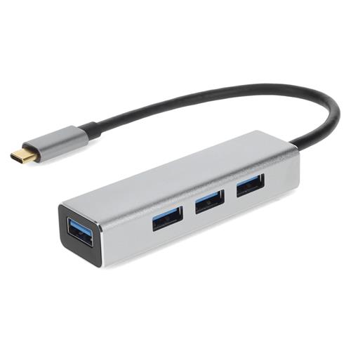 Picture of 8in USB C Male to 4xUSB A 3.0 Female Hub with Aluminum Housing