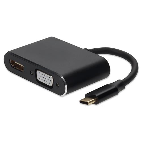 Picture of 8in USB-C Male to HDMI (4K), VGA Female Hub with Aluminum Housing