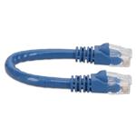 Picture of 6in Blue CAT 6 PVC Ethernet Cable Snagless Easy Clear Boot TAA RJ-45 M/M