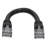 Picture of 6in Black CAT 6 PVC Ethernet Cable Snagless Bubble Boot RJ-45 M/M
