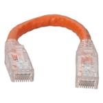 Picture of 6in Orange CAT 6 PVC Ethernet Cable Snagless Bubble Boot RJ-45 M/M