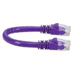 Picture of 6in Purple CAT 6 PVC Ethernet Cable Snagless Bubble Boot RJ-45 M/M