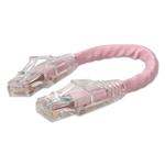 Picture of 6in Pink CAT 6 PVC Ethernet Cable Snagless Bubble Boot RJ-45 M/M