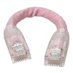 Picture of 6in Pink CAT 6 PVC Ethernet Cable Snagless Bubble Boot RJ-45 M/M