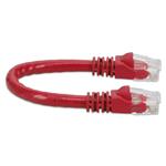 Picture of 6in Red CAT 6 PVC Ethernet Cable Snagless Easy Clear Boot TAA RJ-45 M/M