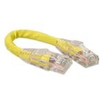 Picture of 6in Yellow CAT 6 PVC Ethernet Cable Snagless Easy Clear Boot TAA RJ-45 M/M
