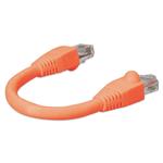 Picture of 6in Orange CAT 6A PVC Ethernet Cable Snagless Bubble Boot RJ-45 M/M