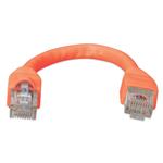 Picture of 6in Orange CAT 6A PVC Ethernet Cable Snagless Bubble Boot RJ-45 M/M
