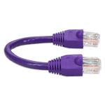 Picture of 6in Purple CAT 6A PVC Ethernet Cable Snagless Bubble Boot RJ-45 M/M