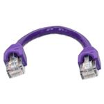 Picture of 6in Purple CAT 6A PVC Ethernet Cable Snagless Bubble Boot RJ-45 M/M