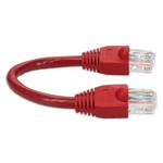 Picture of 6in Red CAT 6A PVC Ethernet Cable Snagless Bubble Boot RJ-45 M/M