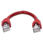 Picture of 6in Red CAT 6A PVC Ethernet Cable Snagless Bubble Boot RJ-45 M/M