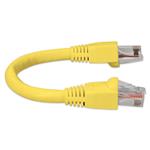 Picture of 6in Yellow CAT 6A PVC Ethernet Cable Snagless Bubble Boot RJ-45 M/M
