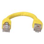 Picture of 6in Yellow CAT 6A PVC Ethernet Cable Snagless Bubble Boot RJ-45 M/M