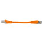 Picture of 6in Orange CAT 6 Shielded PVC Ethernet Cable Snagless Easy Clear Boot TAA RJ-45 M/M