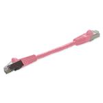 Picture of 6in Pink CAT 6 Shielded PVC Ethernet Cable Snagless Easy Clear Boot RJ-45 M/M