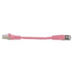 Picture of 6in Pink CAT 6 Shielded PVC Ethernet Cable Snagless Easy Clear Boot RJ-45 M/M