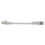 Picture of 6in White CAT 6 Shielded PVC Ethernet Cable Snagless Easy Clear Boot RJ-45 M/M
