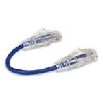 Picture of 6in Blue CAT 6 Slim PVC Ethernet Cable Snagless Clear-Claw RJ-45 M/M