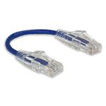 Picture of 6in Blue CAT 6 Slim PVC Ethernet Cable Snagless Clear-Claw RJ-45 M/M