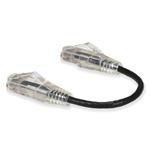 Picture of 6in Black CAT 6 Slim PVC Ethernet Cable Snagless Clear-Claw RJ-45 M/M