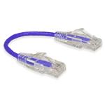 Picture of 6in Purple CAT 6 Slim PVC Ethernet Cable Snagless Clear-Claw RJ-45 M/M