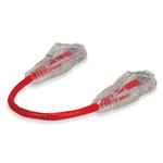 Picture of 6in Red CAT 6 Slim PVC Ethernet Cable Snagless Clear-Claw RJ-45 M/M