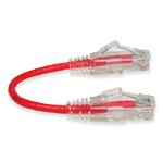 Picture of 6in Red CAT 6 Slim PVC Ethernet Cable Snagless Clear-Claw RJ-45 M/M