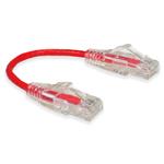 Picture of 6in Red CAT 6 Slim PVC Ethernet Cable Snagless Clear-Claw RJ-45 M/M