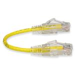 Picture of 6in Yellow CAT 6 Slim PVC Ethernet Cable Snagless Clear-Claw RJ-45 M/M