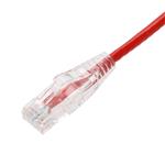 Picture of 6in Red CAT 6A Slim PVC Ethernet Cable Snagless Clear-Claw RJ-45 M/M