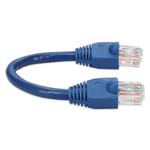 Picture of 8in Blue CAT 6A PVC Ethernet Cable Snagless Bubble Boot RJ-45 M/M