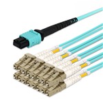 Picture of 6m MPO/APC to 16xLC/UPC Aqua OM4 LSZH 16-Strand Fiber Fanout Cable