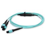 Picture of 6m MPO/UPC to 2xMPO/UPC Aqua OM4 OFNR (Riser-Rated) 16-Strand Fiber Fanout Cable
