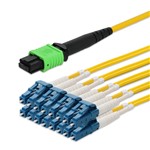 Picture of 8m MPO/APC to 8xLC/UPC Yellow OS2 OFNP (Plenum-Rated) 16-Strand SMF Fiber Patch Cable