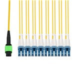 Picture of 95m MPO/APC to 8xLC/UPC Yellow OS2 OFNR (Riser-Rated) 16-Strand SMF Fiber Patch Cable