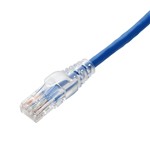 Picture of 1ft Blue CAT 6A PVC Ethernet Cable Snagless Easy Clear Boot TAA RJ-45 M/M