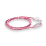 Picture of 1ft Pink CAT 6A Slim PVC Ethernet Cable Snagless Clear-Claw RJ-45 M/M