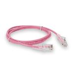 Picture of 1ft Pink CAT 6A Slim PVC Ethernet Cable Snagless Clear-Claw RJ-45 M/M