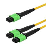 Picture of 25m MPO/APC to 2xMPO/APC Yellow OS2 OFNR (Riser-Rated) 24-Strand SMF Fiber Fanout Cable