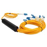 Picture of 1m LC to 8xLC Yellow OS2 Duplex OFNR (Riser-Rated) SMF Fiber
