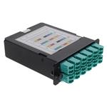 Picture of 4-Bay Cassette 24-Fiber MPO In, 12 LC Duplex Out, Multi-mode Duplex OM4 - MPO type A